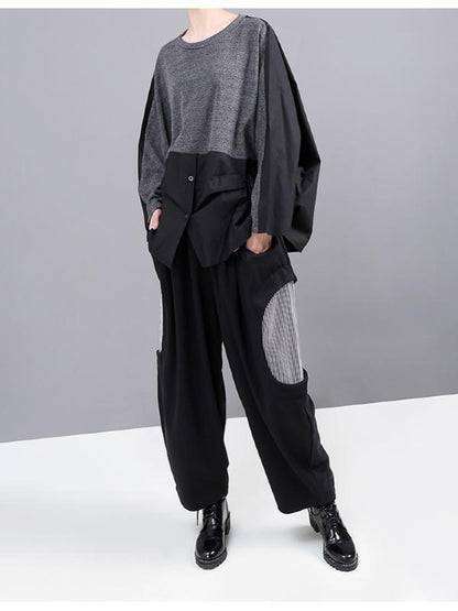 LOOSE SPLICING LONG SLEEVE SWEATSHIRT - Zebrant