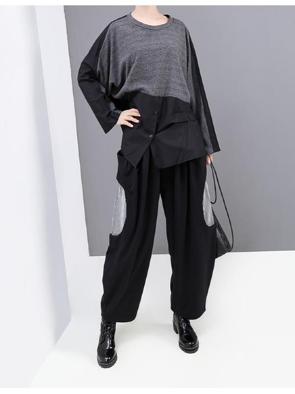 LOOSE SPLICING LONG SLEEVE SWEATSHIRT - Zebrant