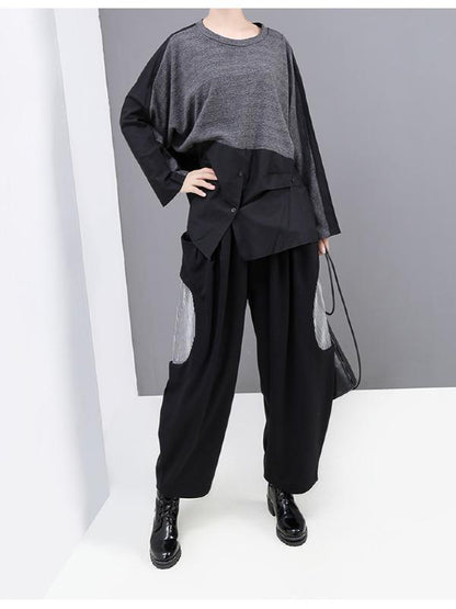 LOOSE SPLICING LONG SLEEVE SWEATSHIRT - Zebrant