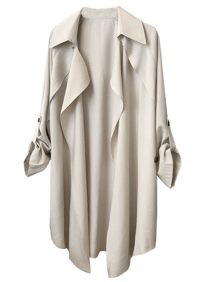 Casual Solid Split-Joint Belted Windbreaker