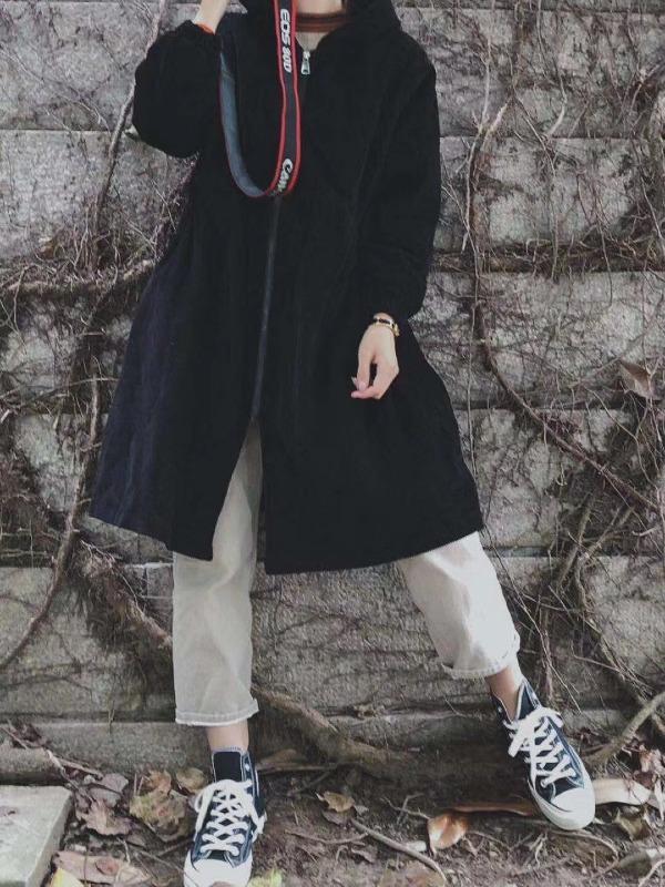 Vintage Velvet Casual Long Coat