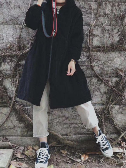 Vintage Velvet Casual Long Coat