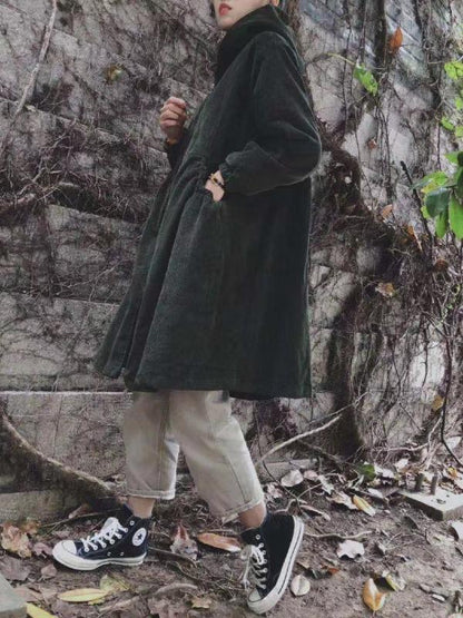 Vintage Velvet Casual Long Coat