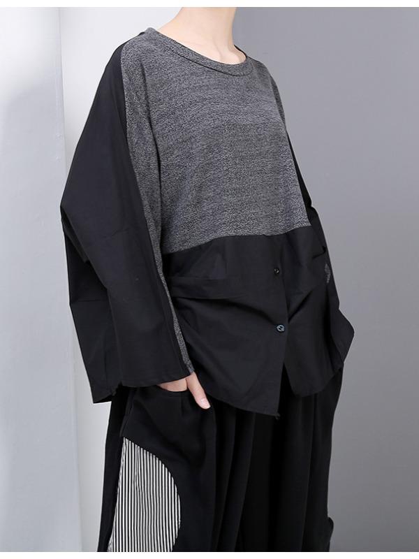 LOOSE SPLICING LONG SLEEVE SWEATSHIRT - Zebrant