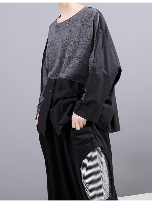 LOOSE SPLICING LONG SLEEVE SWEATSHIRT - Zebrant