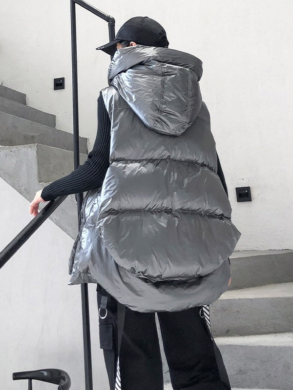 THICK HOODED SHORT VEST COAT