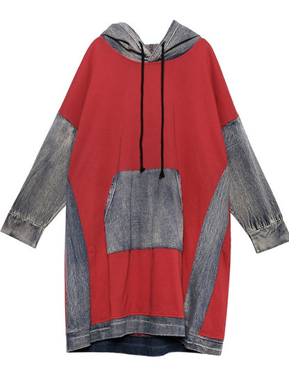 Loose Jean Splicing Hoodie