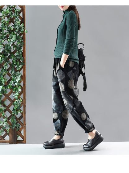 TIE-DYED PRINTED STITCHING VELVET HAREM PANTS