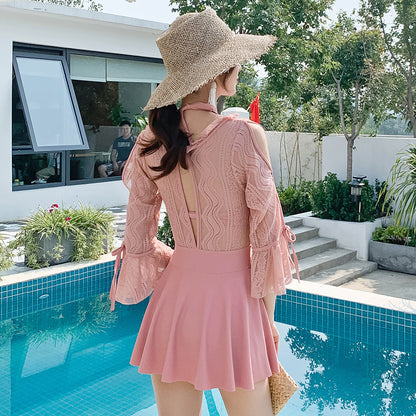 Belly thin conservative skirt swimsuit