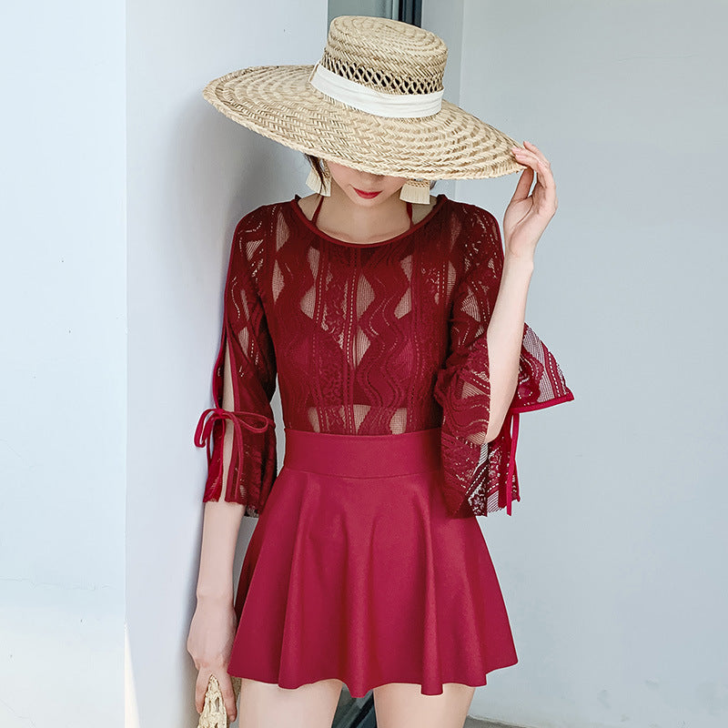 Belly thin conservative skirt swimsuit