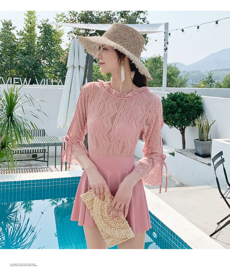 Belly thin conservative skirt swimsuit