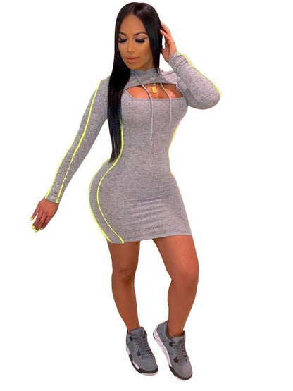 Reflective Cut-Out Top&Mini Dress Suits