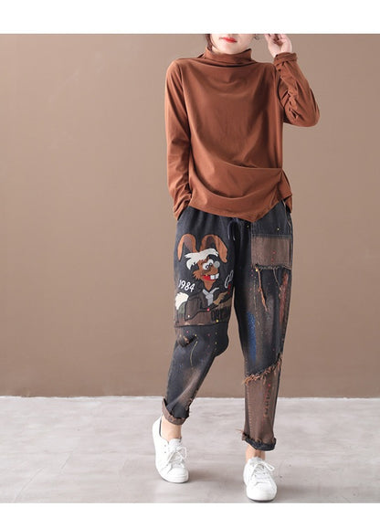 PLAIN PLEATED KNIT ASYMMETRIC T-SHIRT
