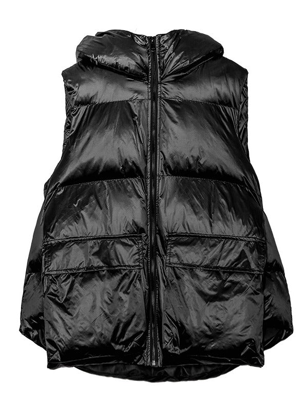 THICK HOODED SHORT VEST COAT
