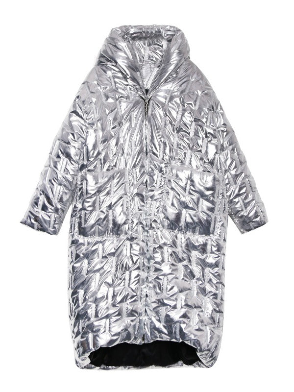 LOOSE HOODED PADDED LONG COAT