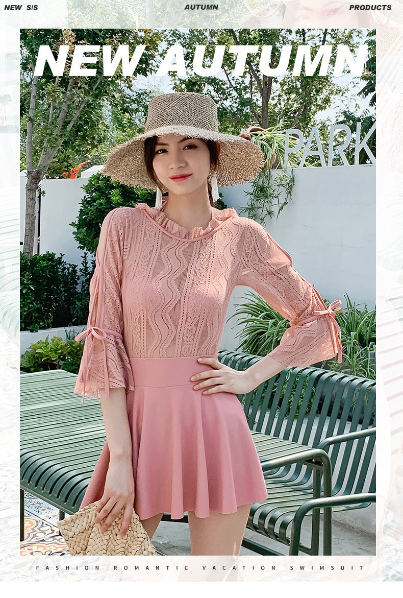 Belly thin conservative skirt swimsuit