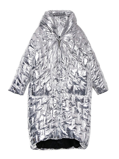 LOOSE HOODED PADDED LONG COAT