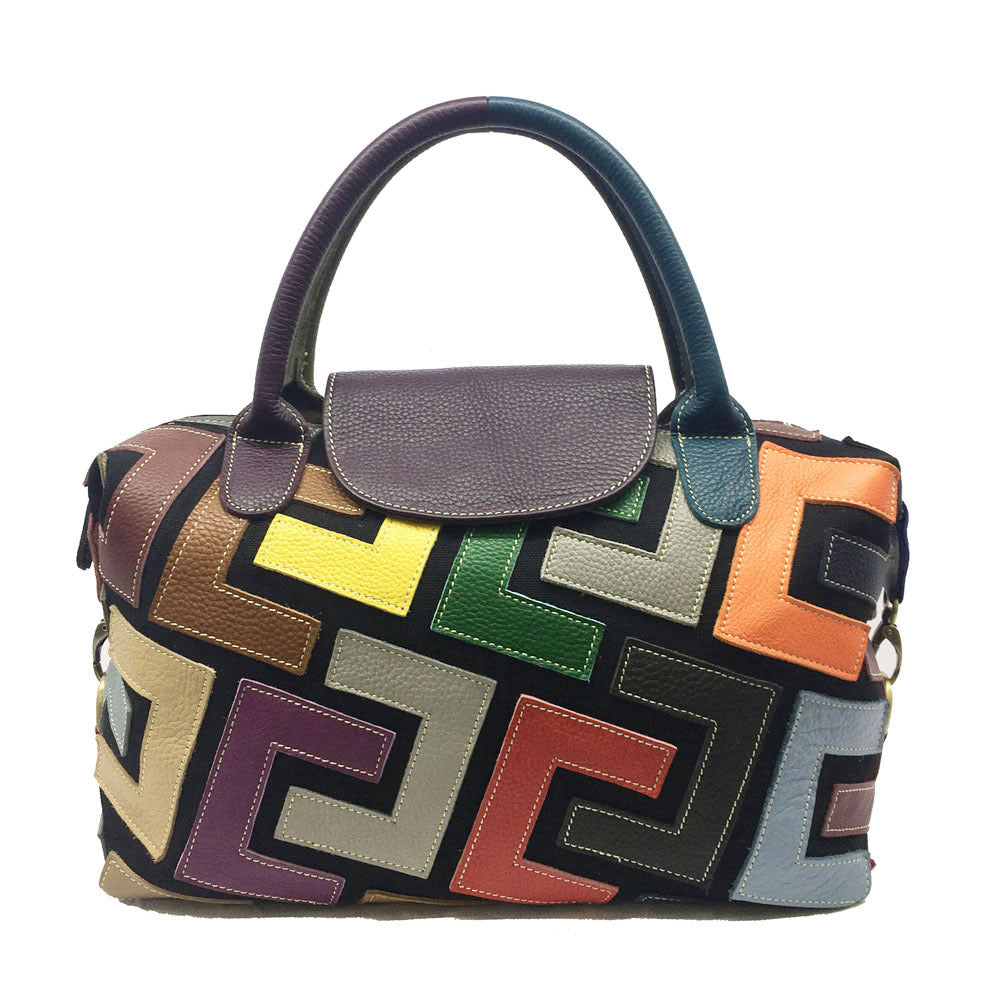 Coloring leather tote bag women's bag