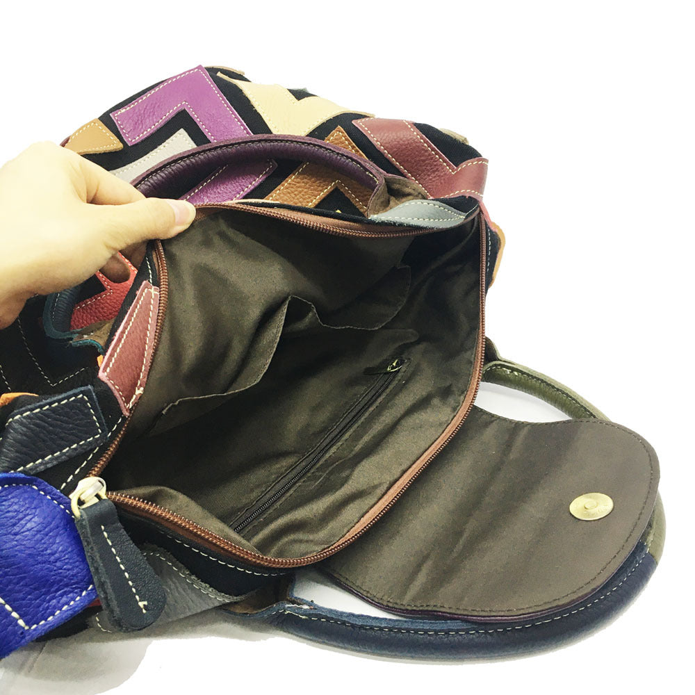 Coloring leather tote bag women's bag