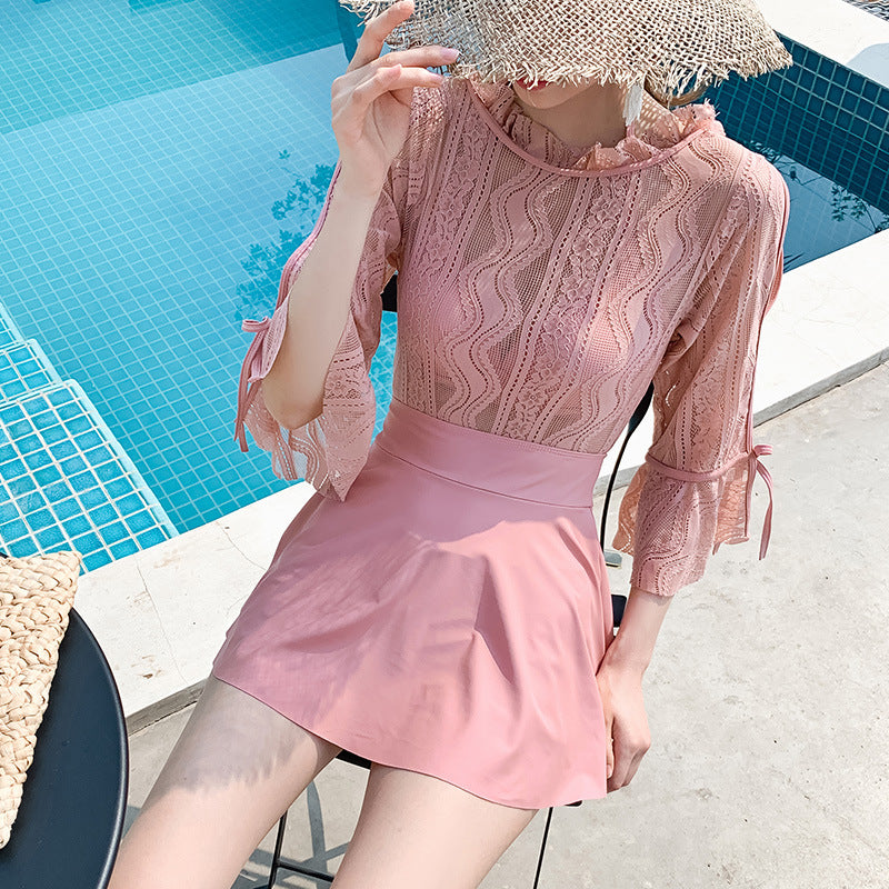 Belly thin conservative skirt swimsuit