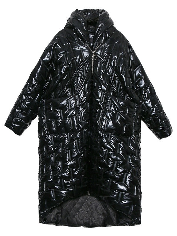 LOOSE HOODED PADDED LONG COAT