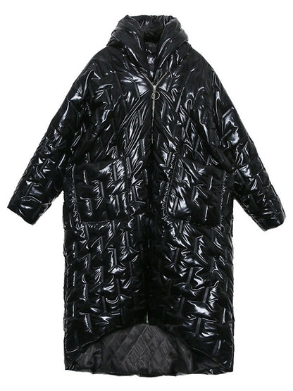 LOOSE HOODED PADDED LONG COAT