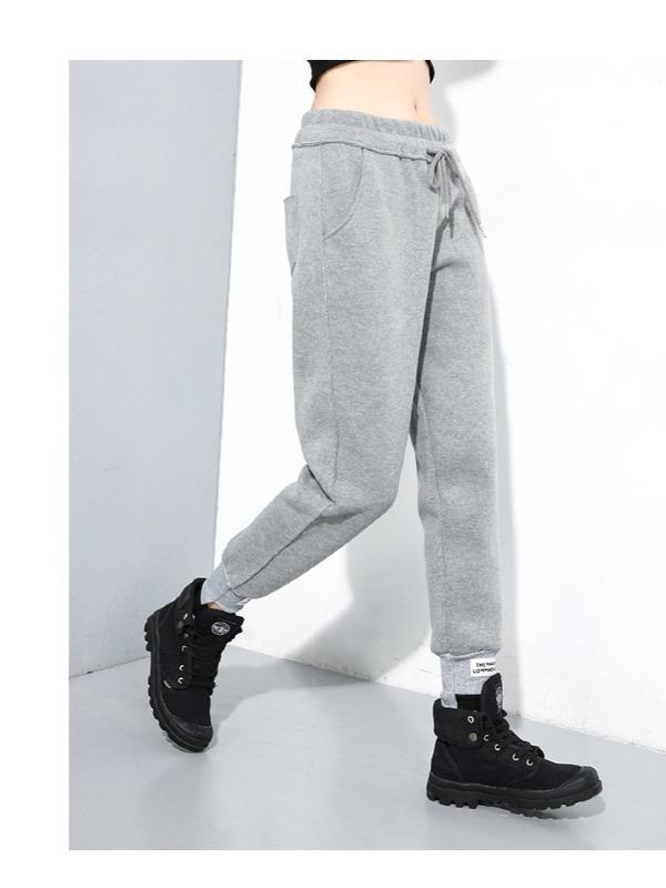 CASUAL SOLID ELASTICITY WAIST THICKEN HAREM PANTS - Zebrant