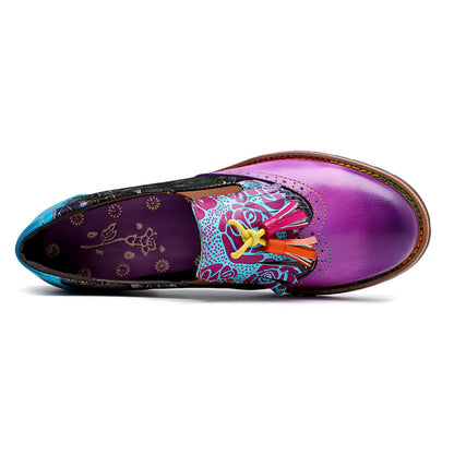 Autumn and winter new leisure retro folk style Brock tassel leather shoes