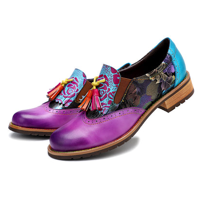 Autumn and winter new leisure retro folk style Brock tassel leather shoes