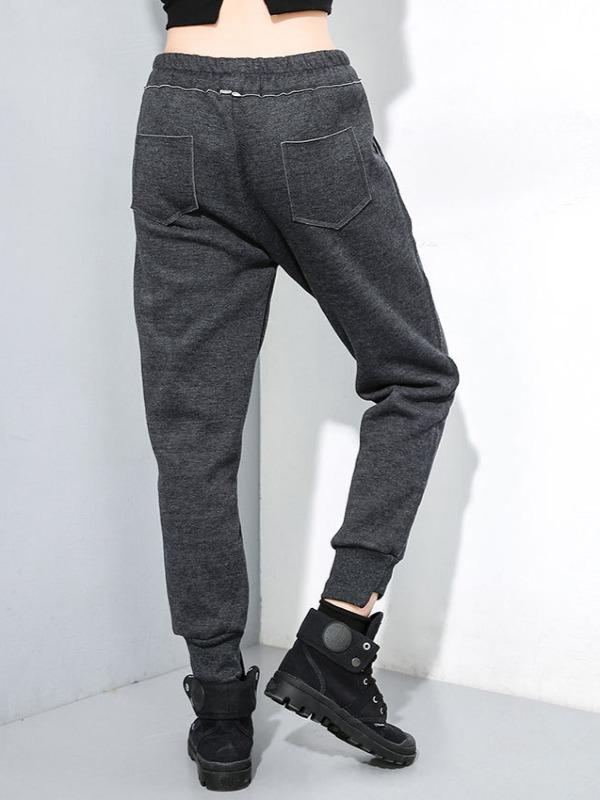 CASUAL SOLID ELASTICITY WAIST THICKEN HAREM PANTS - Zebrant