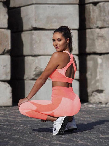 Seamless Backless Tank&Fitness Leggings Suits
