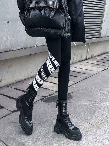 Letter Print Empire Leggings