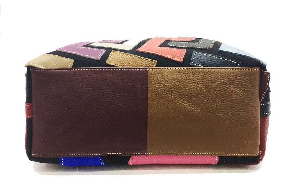 Coloring leather tote bag women's bag