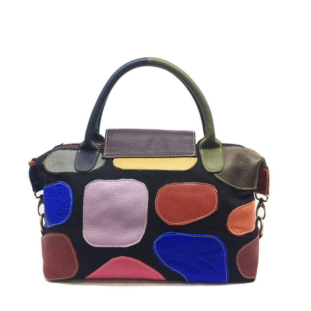 Coloring leather tote bag women's bag