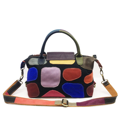 Coloring leather tote bag women's bag