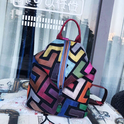 Scrubbed leather vintage nostalgic women's bag