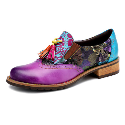 Autumn and winter new leisure retro folk style Brock tassel leather shoes