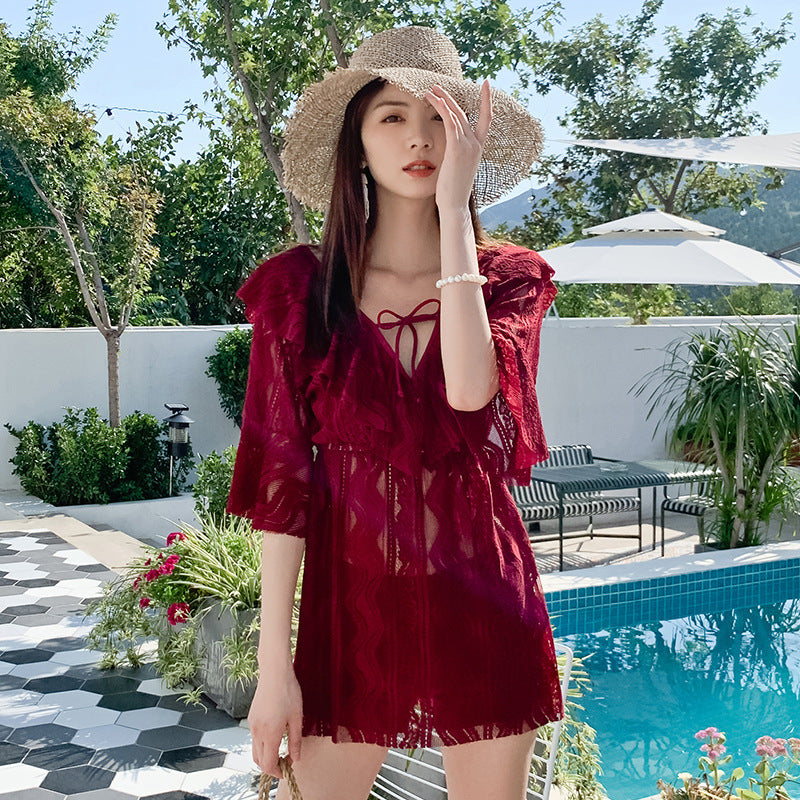 Belly thin conservative skirt swimsuit