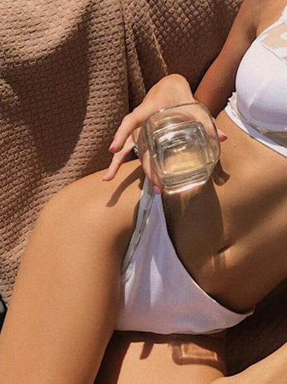 Solid Color Split-Joint Underwired Split Bikini Swimsuit