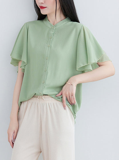 Original 14 Colors Falbala Lapel Blouse Tops