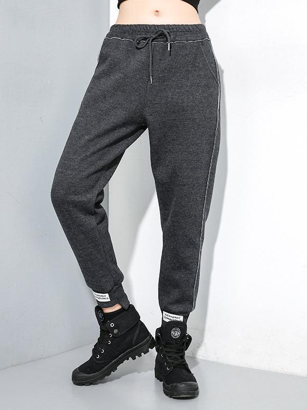 CASUAL SOLID ELASTICITY WAIST THICKEN HAREM PANTS - Zebrant
