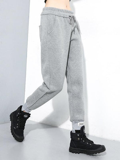 CASUAL SOLID ELASTICITY WAIST THICKEN HAREM PANTS - Zebrant