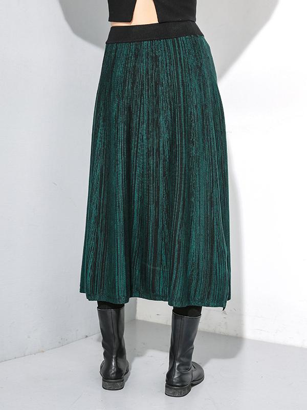 ELASTIC WAIST PLAIN KNITTING WOOL SKIRT - Zebrant