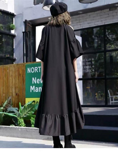 Splicing Off-The-Shoulder Cropped Iron Ring Dress
