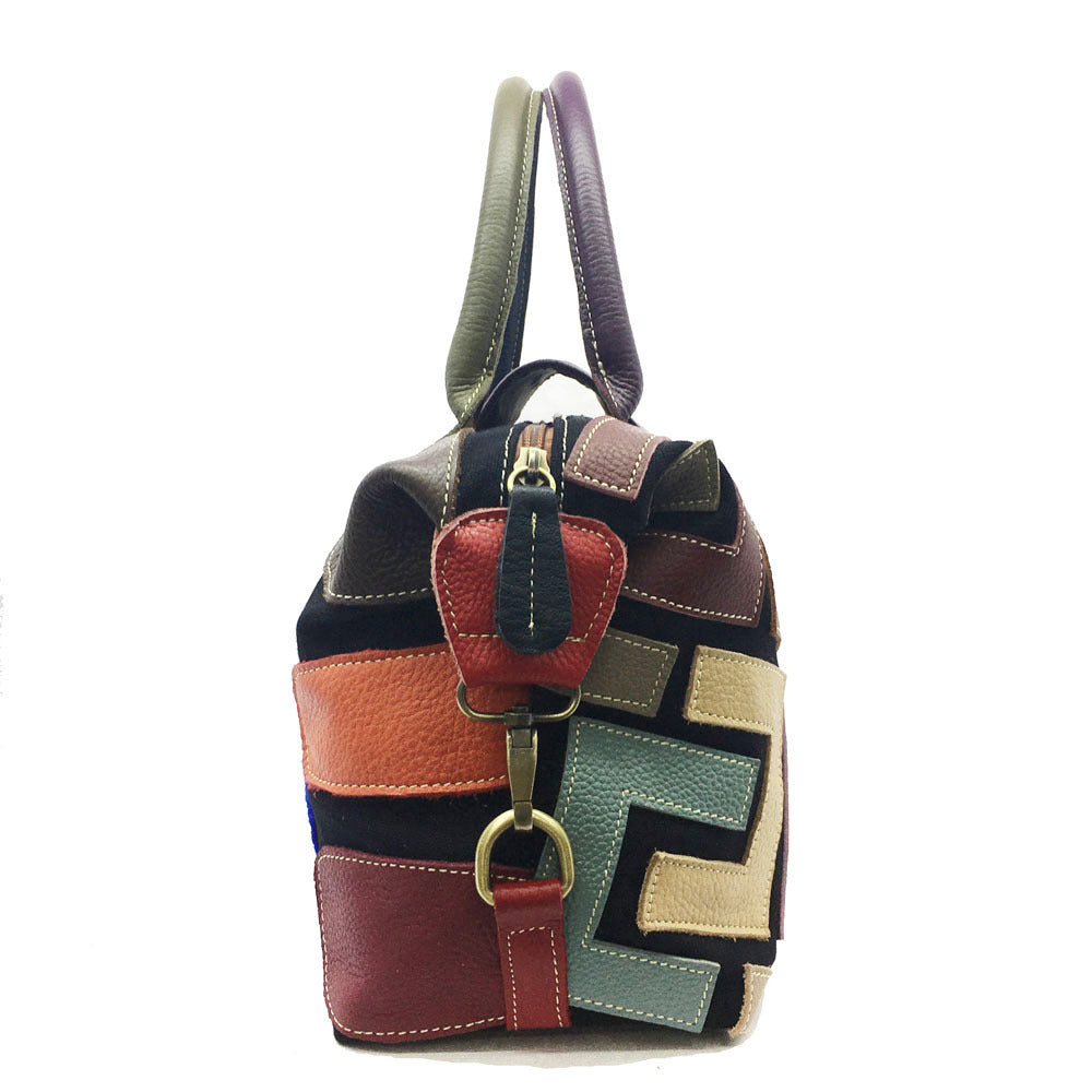 Coloring leather tote bag women's bag