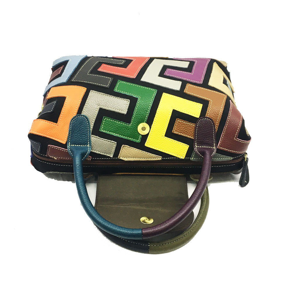 Coloring leather tote bag women's bag