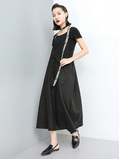 Fashion A-line Suspender Long Dress