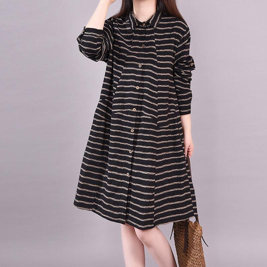 Cotton Spring Casual Stripe Loose Dress