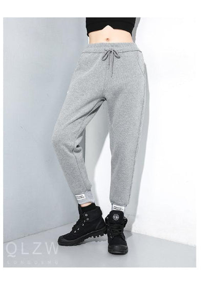 CASUAL SOLID ELASTICITY WAIST THICKEN HAREM PANTS - Zebrant