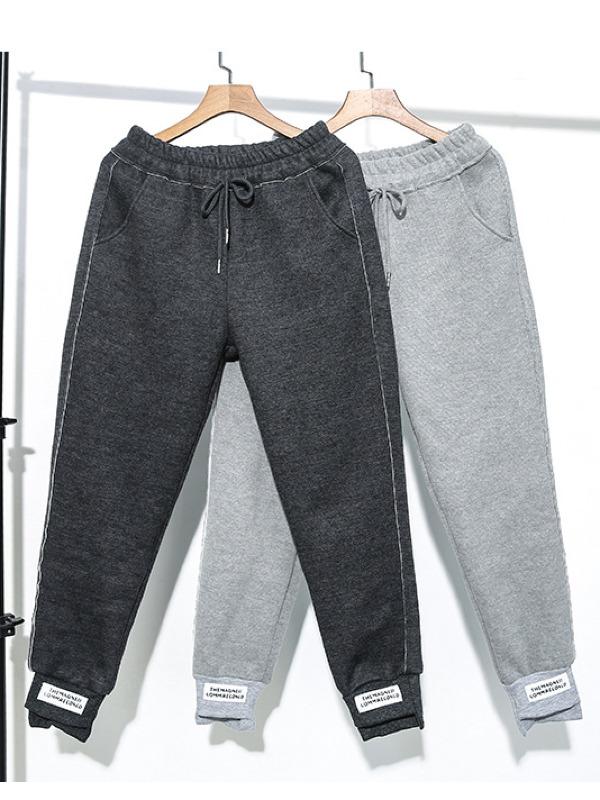 CASUAL SOLID ELASTICITY WAIST THICKEN HAREM PANTS - Zebrant